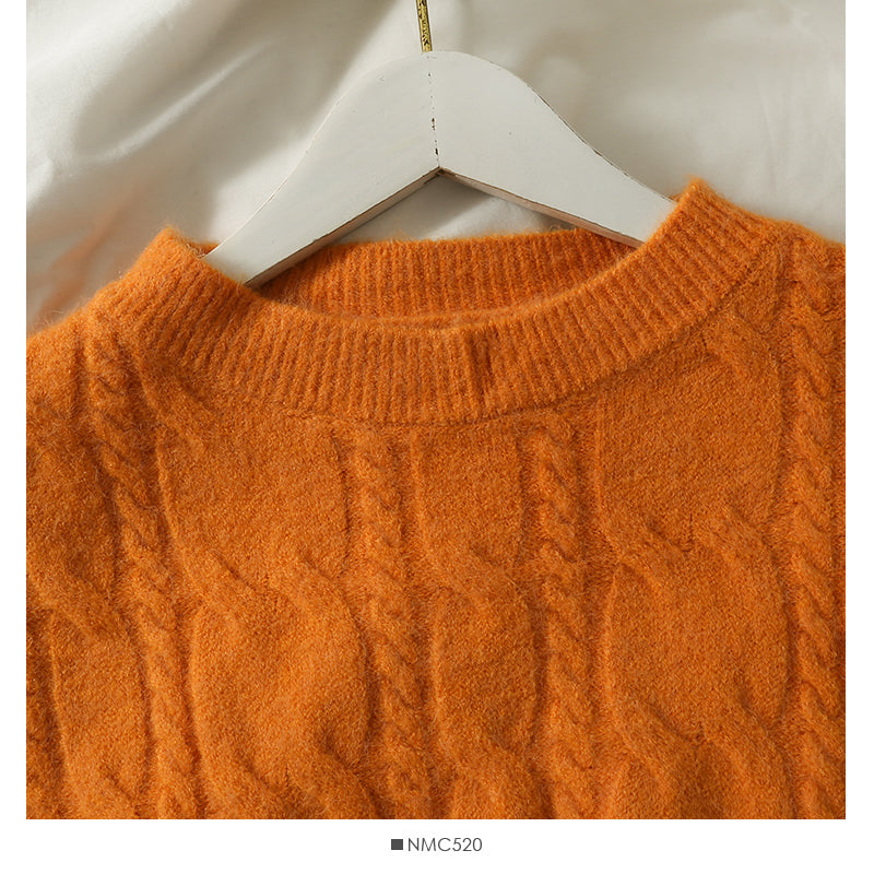 Sweater women's Hemp pattern loose and thin long sleeve Pullover Top  1985