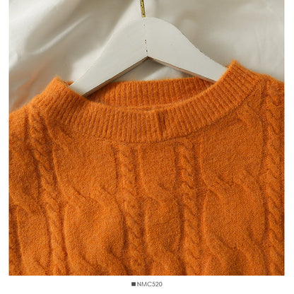 Sweater women's Hemp pattern loose and thin long sleeve Pullover Top  1985