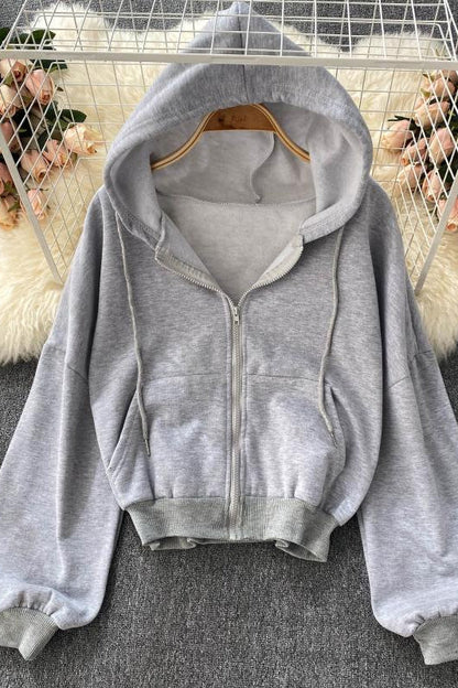 Sweater cardigan coat Long Sleeve hooded blouse female  1529