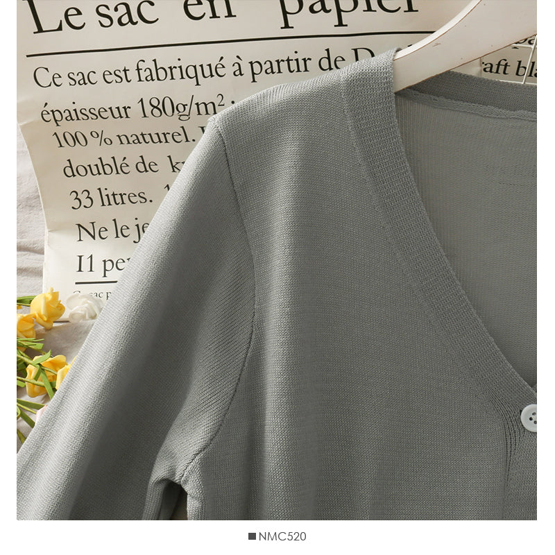 Korean Vintage V-neck single breasted long sleeved sweater for women  1782