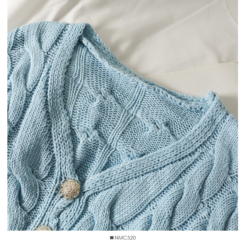 Korean Short twist V-neck single breasted long sleeve  1861