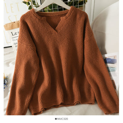 Korean version of thin, medium and long Pullover solid color sweater female  1786