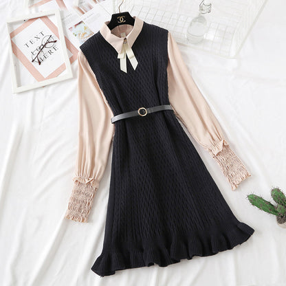 Knitted vest dress children's shirt fashion vest skirt sweater skirt two piece set  2350