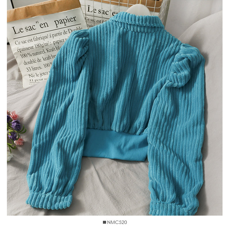 Korean minority corduroy short lapel jacket  2084