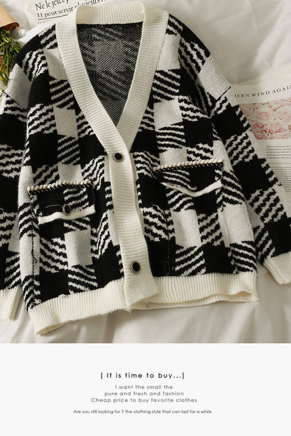 New Plaid loose and thin two button medium and long wool clothes  1831