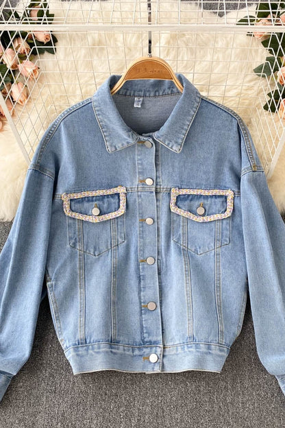 Denim Jacket Women's loose jacket fashion top  1544
