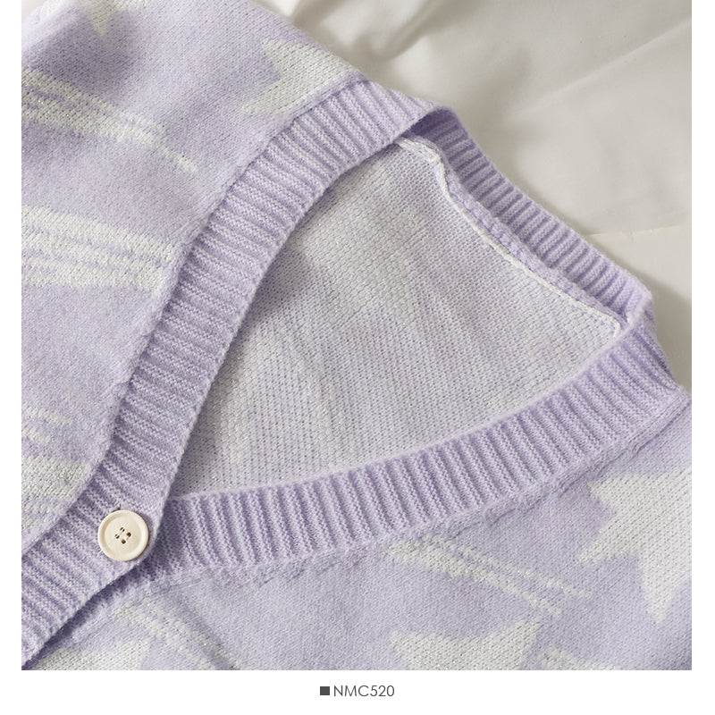 Meteor print bright silk loose and thin low neck sweater  1940