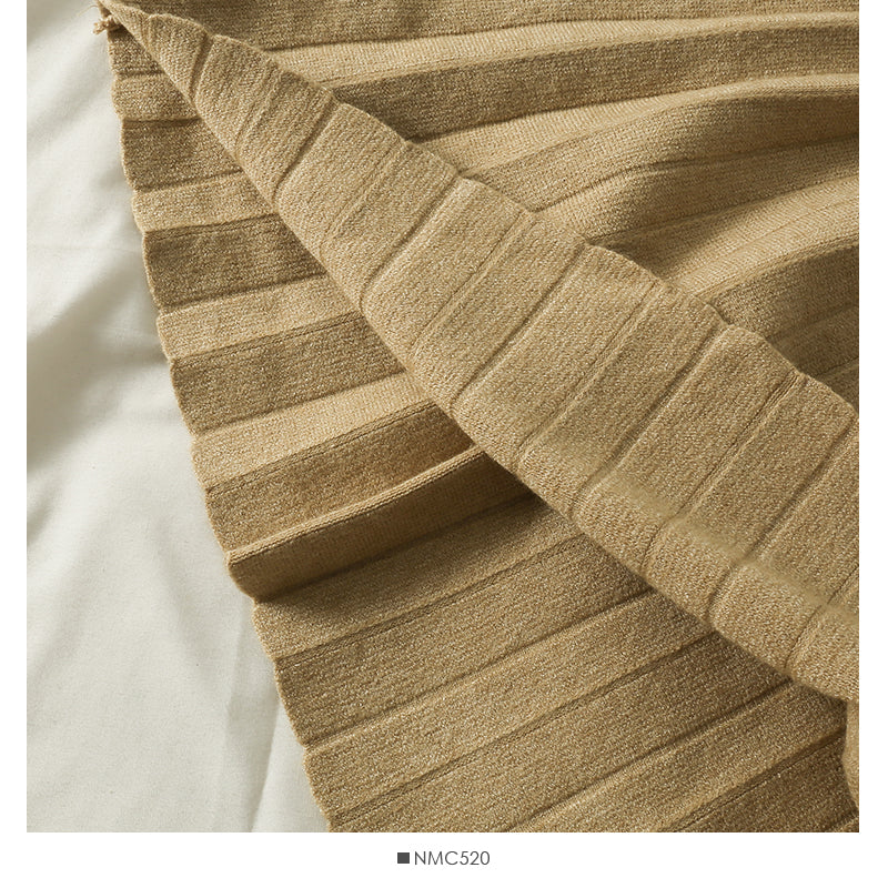 Knitted pleated skirt high waist solid color skirt  2572