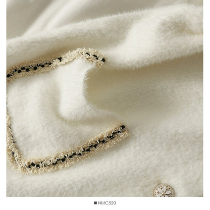 Winter bright silk bonded Plush sweater women's loose and thin doll collar coat  2021
