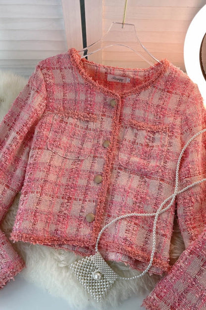 Pink Fashion short women's coat women's long sleeve top  1526