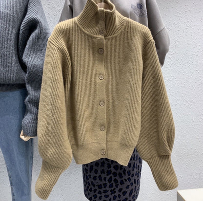 Sweater jacket, thickened, loose, lazy, turtleneck, winter's new bat-sleeved cardigan  1399