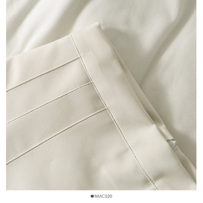 High waist thin solid pleated skirt  2577