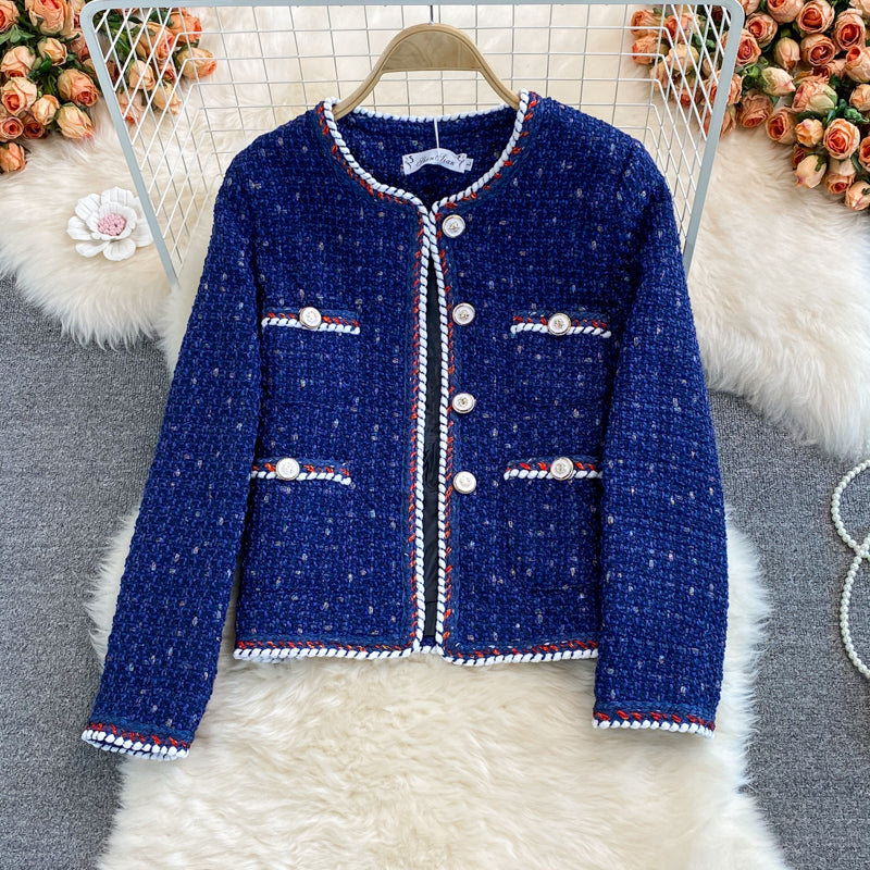 Retro small fragrant tweed coat female  1667
