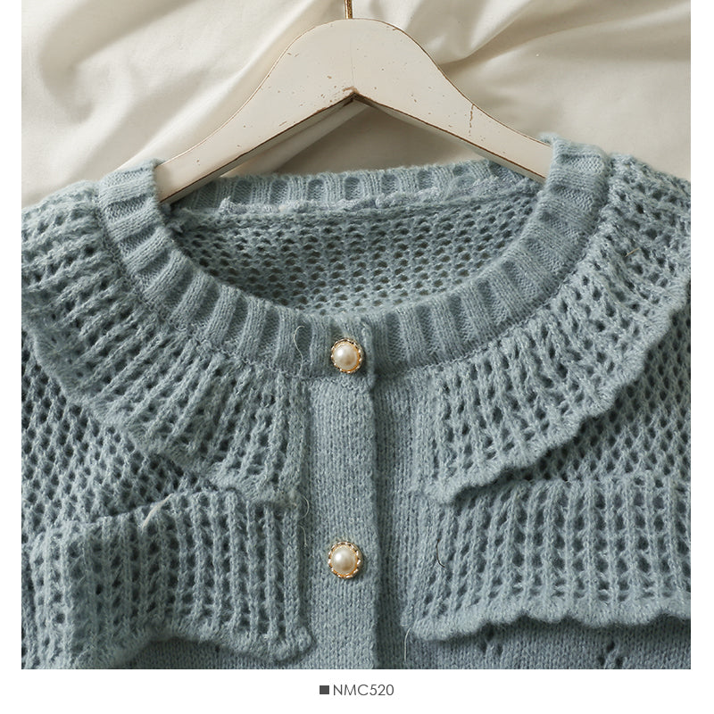 Sweater women's round neck single breasted long sleeved sweater  1893