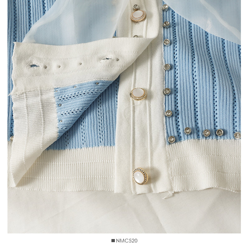 Diamond bow trim low neck long sleeve knit  1746