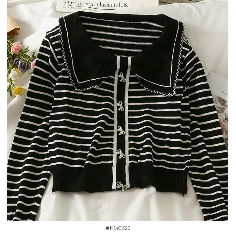 Striped single breasted short slim knit  1921