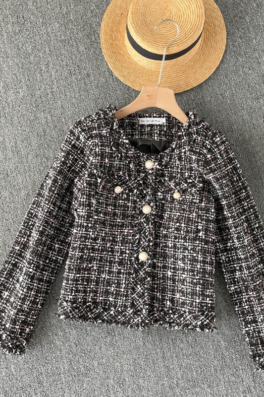 Small fragrant clothes plaid coat women's cardigan top  1547