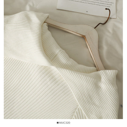 French minority design, one line shoulder with clavicle exposed, short long sleeve T-shirt  2083