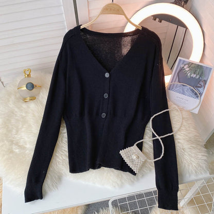 Knitted women's autumn new lazy thin sweater  1593