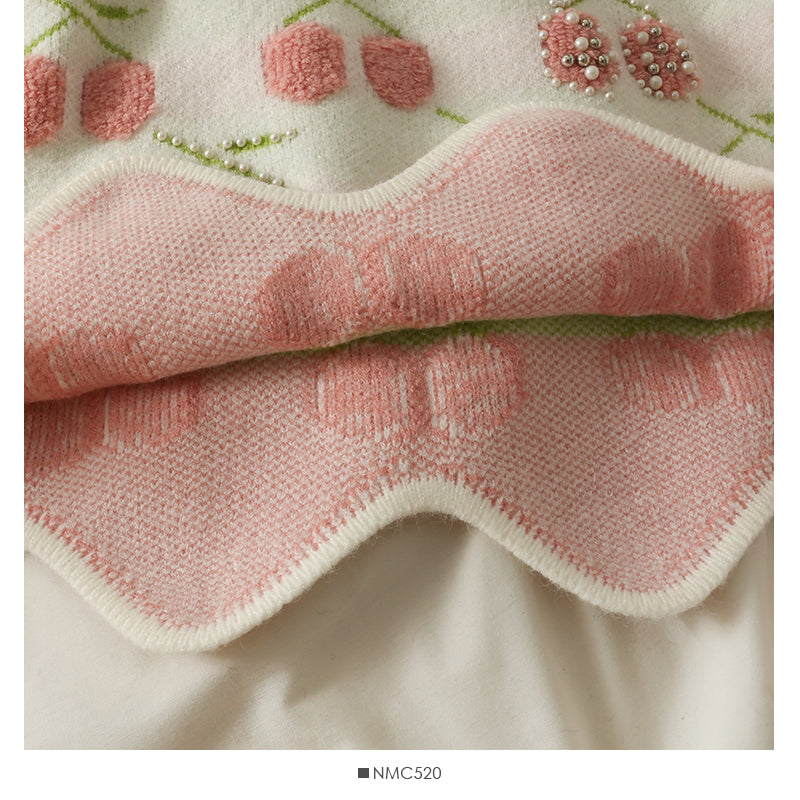 Women's autumn bound Beaded loose thin sweater with wavy edge  1747