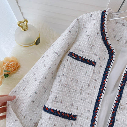 Plaid tweed coat for women in autumn and winter  1549