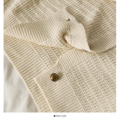 Vintage Lapel long sleeve single breasted cardigan loose sweater  1743