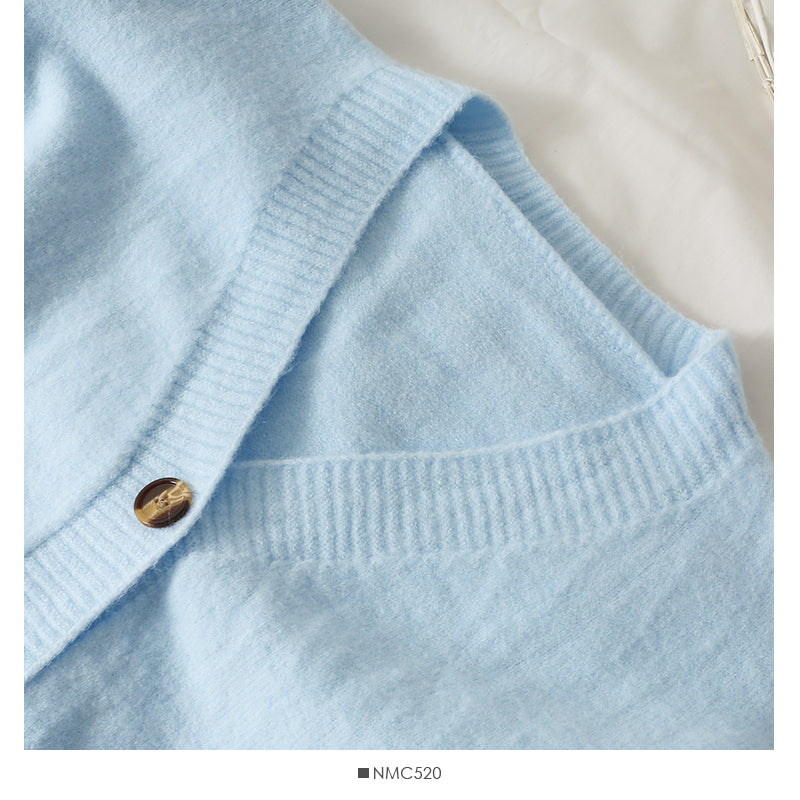 Sweater female small short two button long sleeve sweater  1880