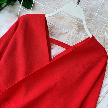 Narrow waist short top with wooden ear edge sweater bottom shirt  1629