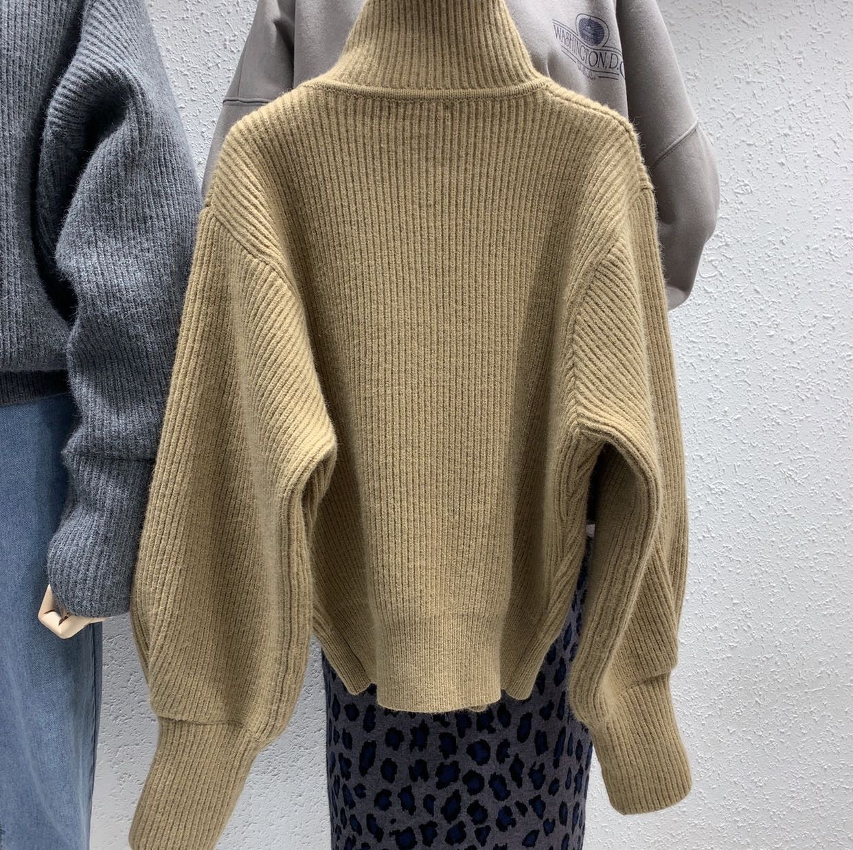 Sweater jacket, thickened, loose, lazy, turtleneck, winter's new bat-sleeved cardigan  1399