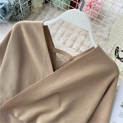 Slim waist cropped top sweater  1628