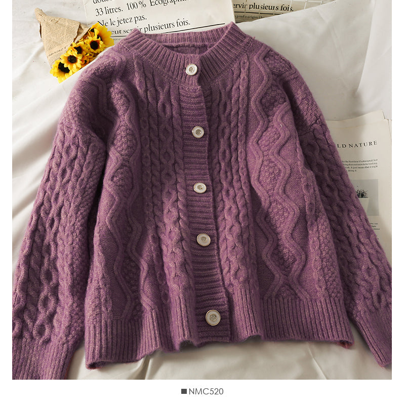 Sweater women's sweater solid color versatile twist top  1770