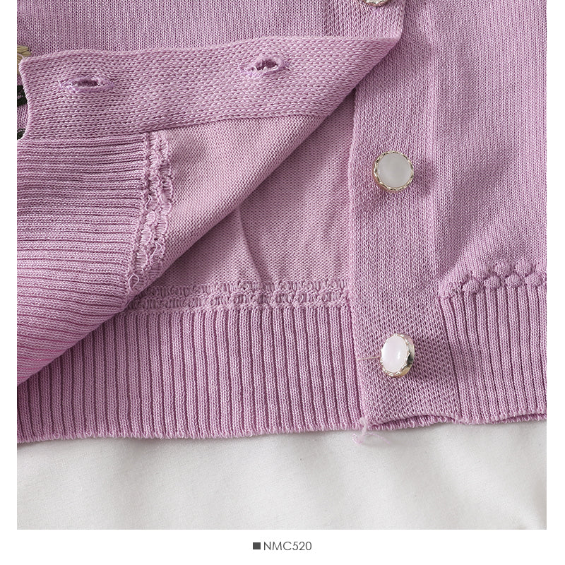 Vintage embroidered short cardigan single breasted long sleeved sweater  1811