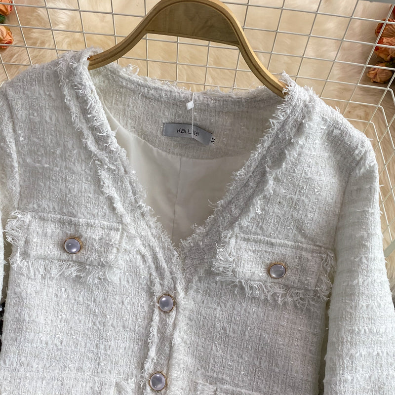 Temperament celebrity small fragrance tweed short coat female  1637