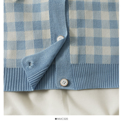 Contrast Lace Panel Lapel short slim cardigan  1864