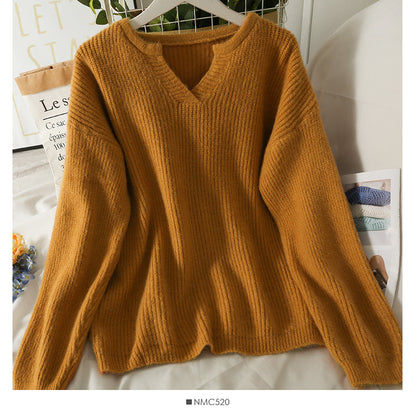 Korean version of thin, medium and long Pullover solid color sweater female  1786