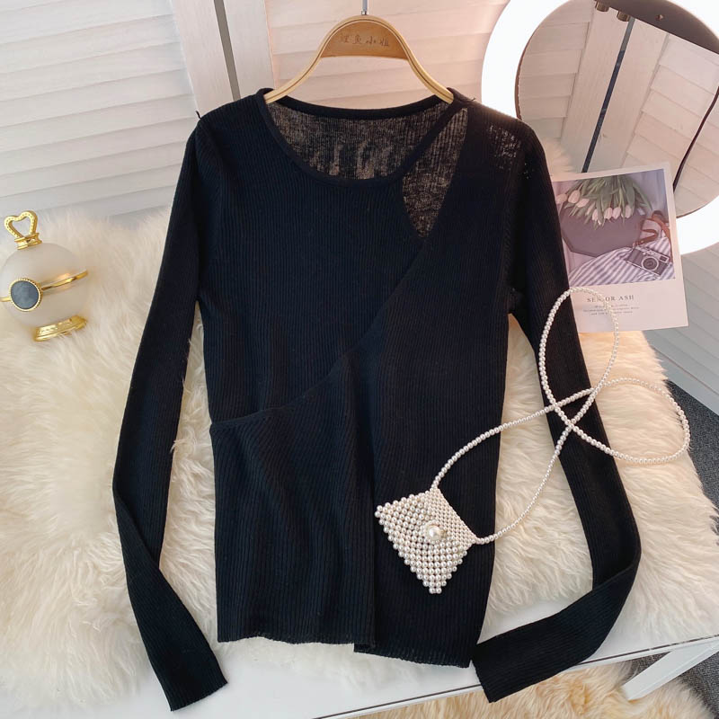 Autumn design sense small crowd mind hollowed out sweater women  1587