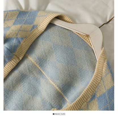 Diamond check short irregular long sleeved women  1697