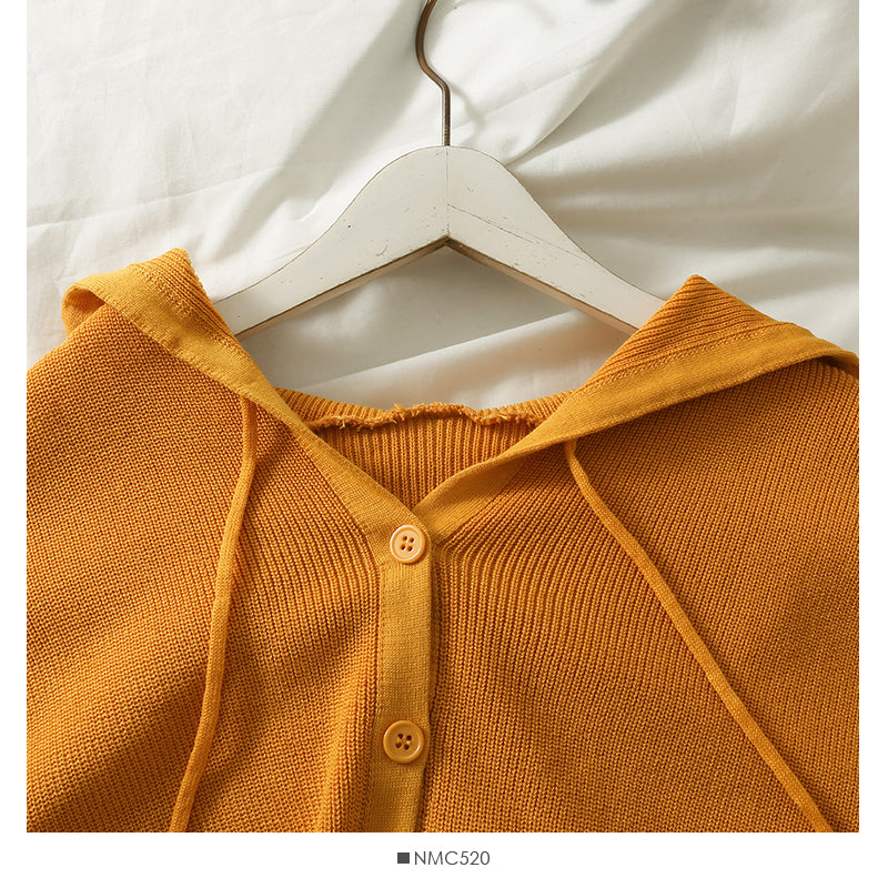 Drawstring hooded slim Sweater Jacket Women  1791