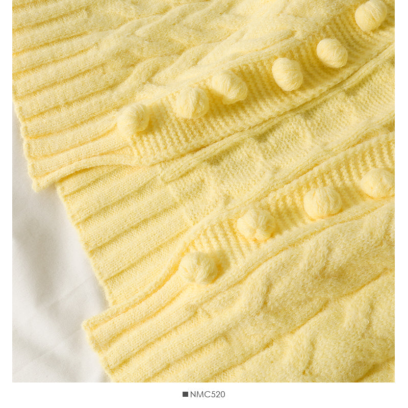 Sweater women's unbuttoned cardigan wool ball loose  1852