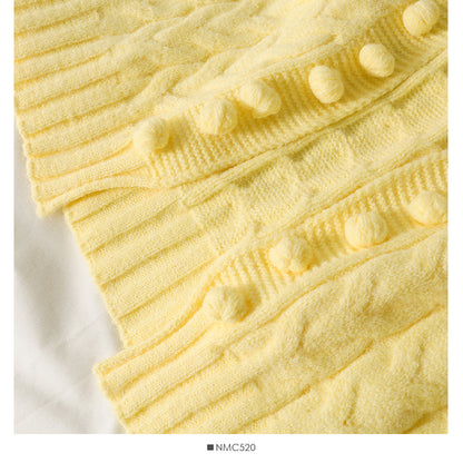 Sweater women's unbuttoned cardigan wool ball loose  1852