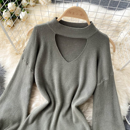 Women's sweater with half high neck design  1604