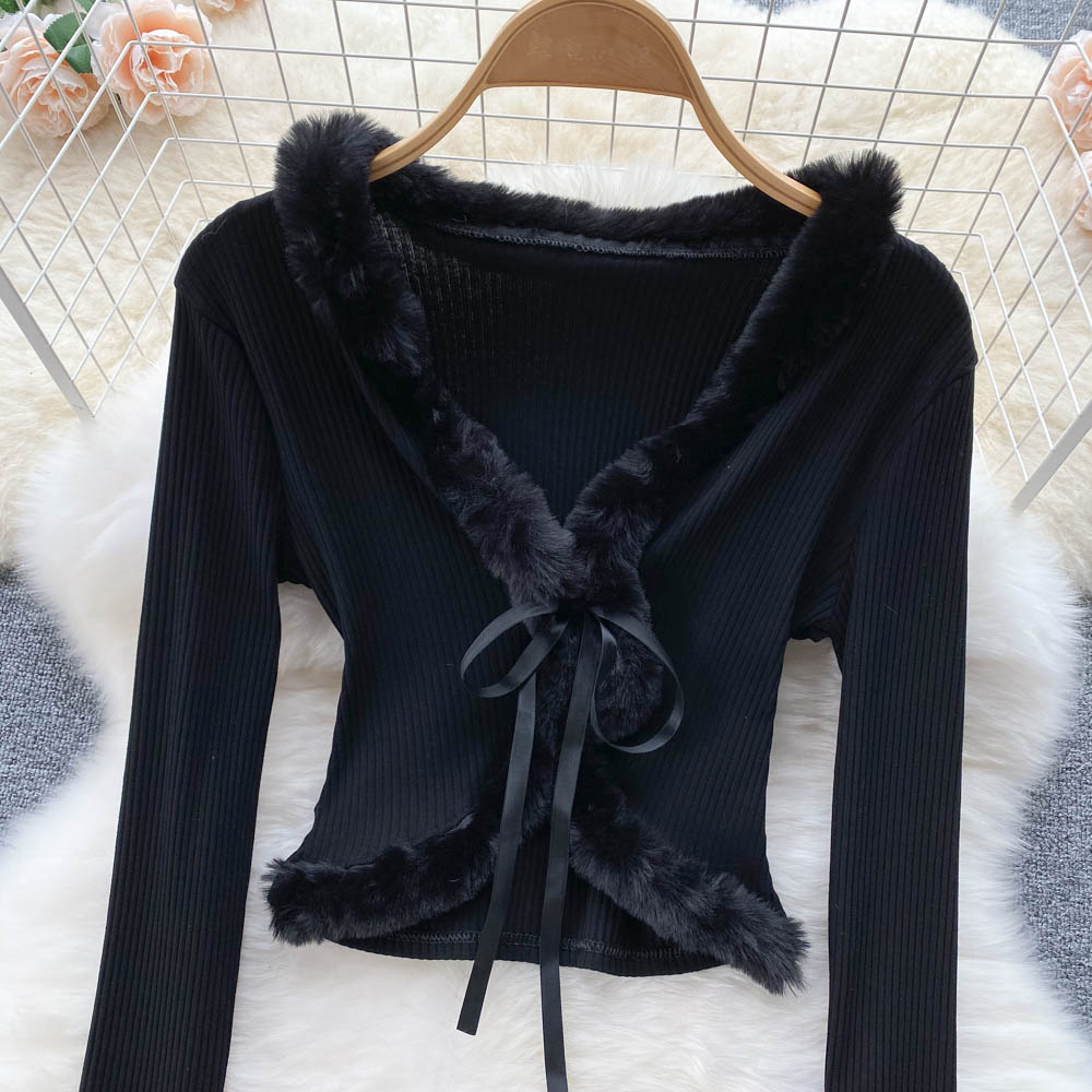 Slim fit short lace up cardigan top  1626