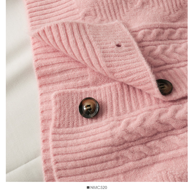 Sweater women's three button cardigan long sleeve loose  1824