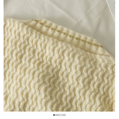 Sweater women's Phnom Penh wave edge stripe single breasted  1854