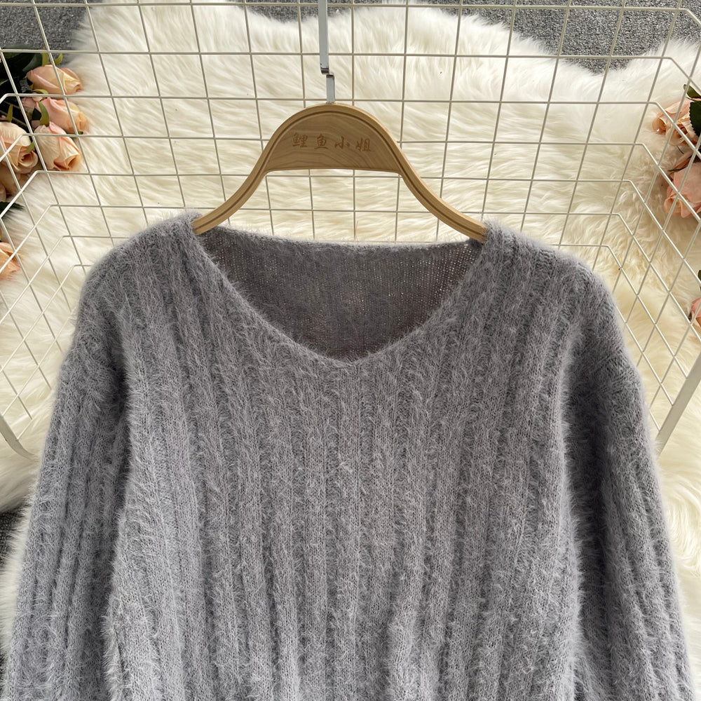 Versatile short Pullover mohair sweater  1615