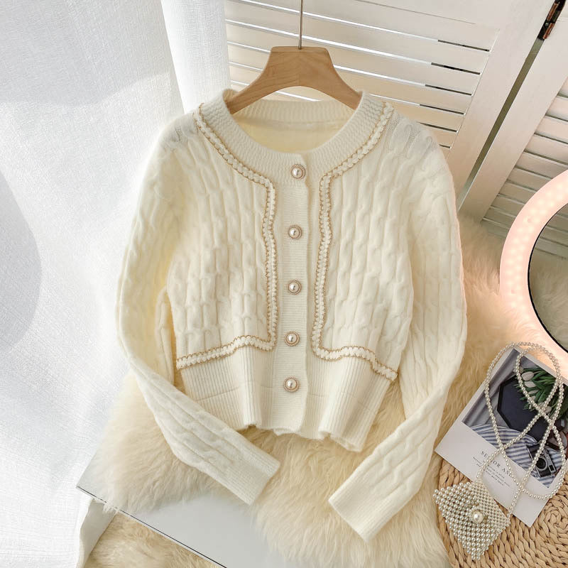 New style, small sweet socialite wind, temperament, slim short, twist sweater, coat cardigan  1450