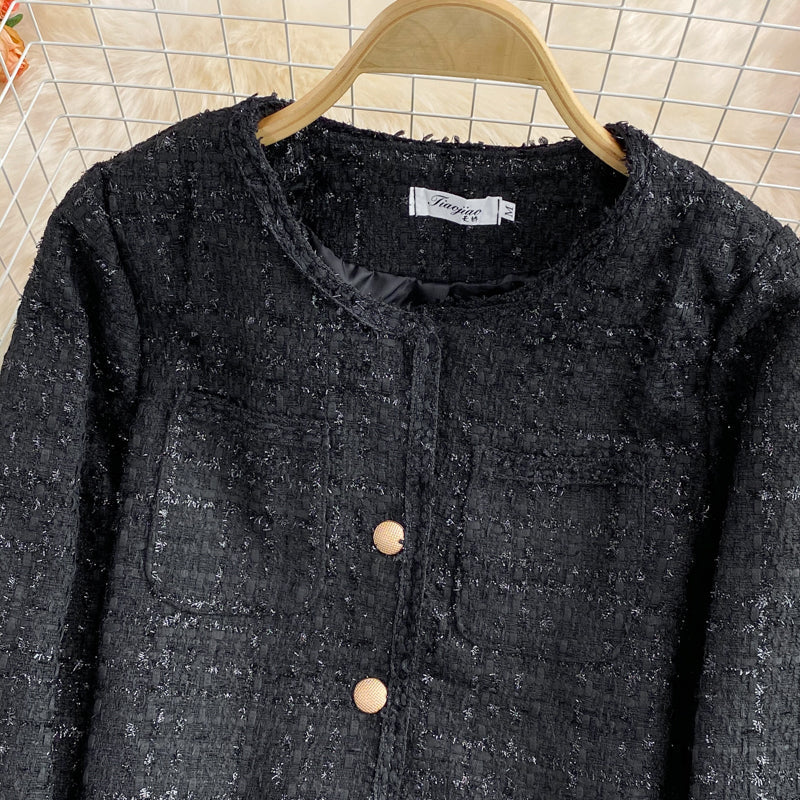 Small fragrance tweed temperament top short white coat  1683