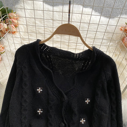 Foreign style V-neck thin sweater cardigan coat female  1614