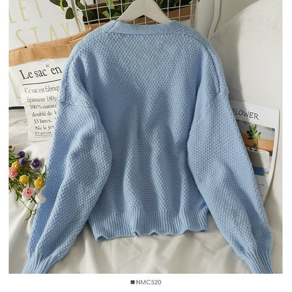 Knitwear solid color versatile outside cardigan sweater coat  1835