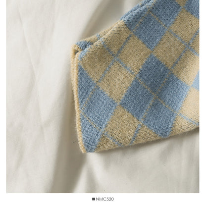 Diamond check short irregular long sleeved women  1697